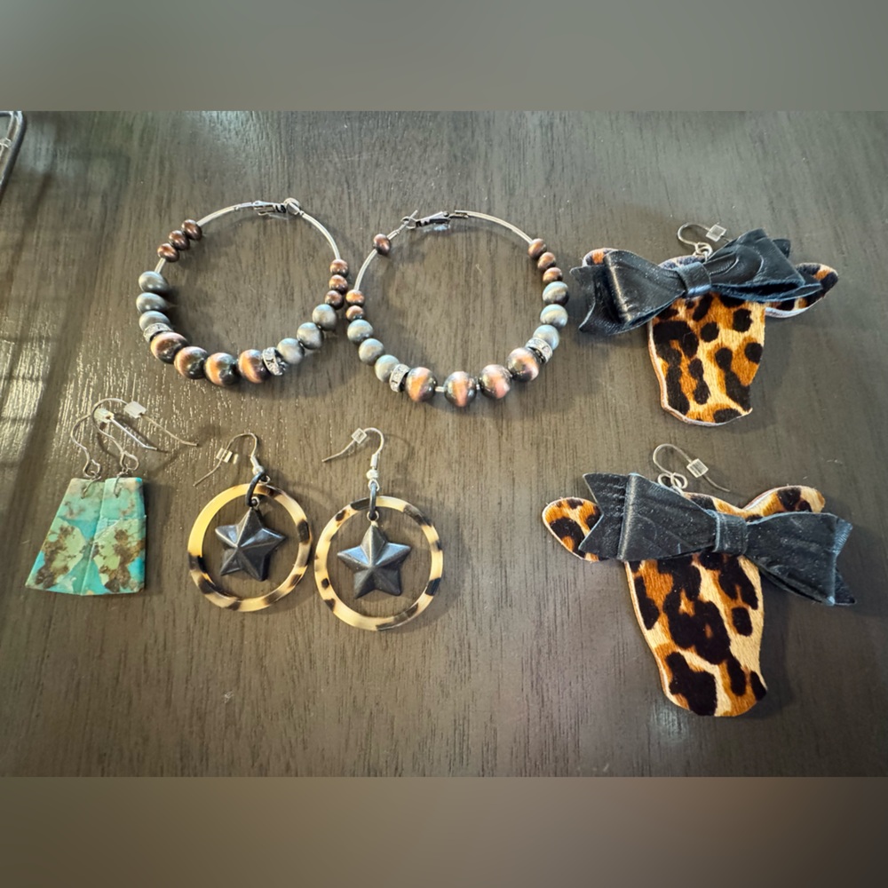 Set of 4 fun Western Style Earrings